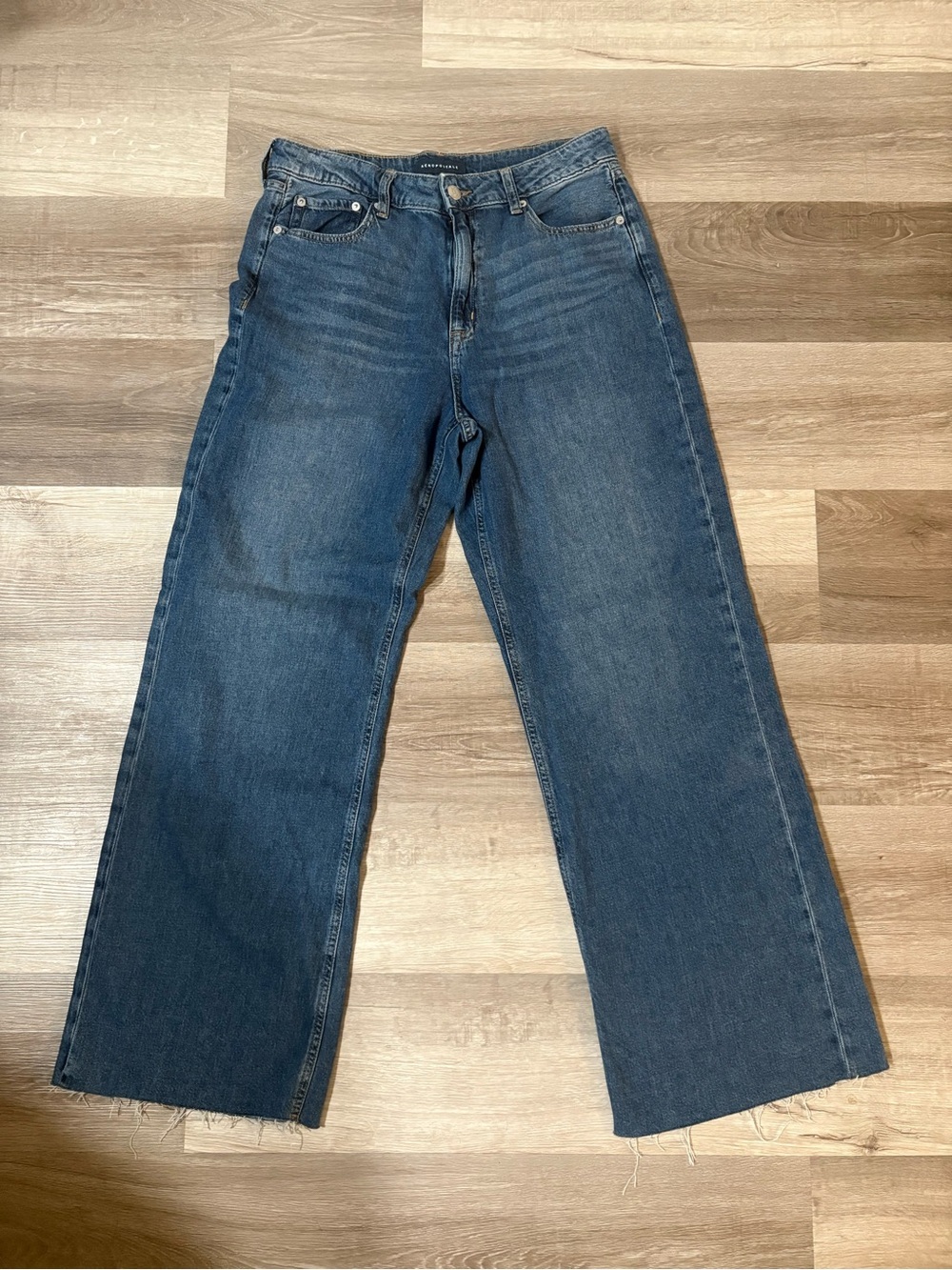 Aeropostale Women’s Dark Blue medium wash  Wide Leg Jeans